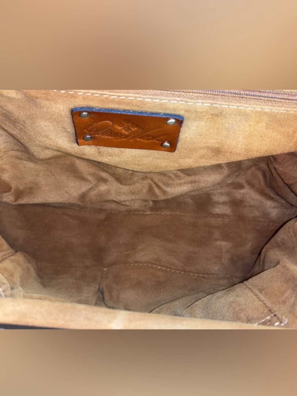 Patricia Nash Rora Frame Satchel Suede Tan kisslock - Picture 11 of 11